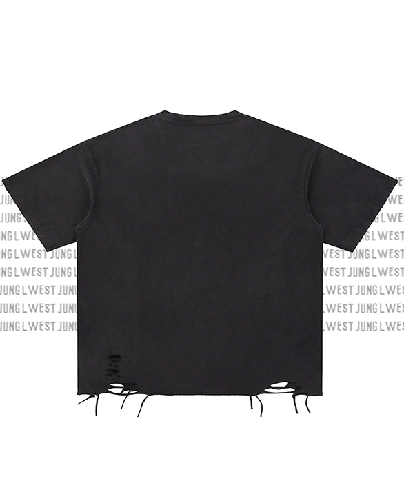 ABRAXAS | Occult Streetwear | Snow Washed Raw-Hem T-Shirt Unisex