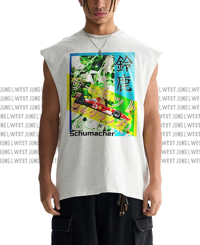 JAPAN GRAND PRIX | Raw Edge Cotton Tank Top