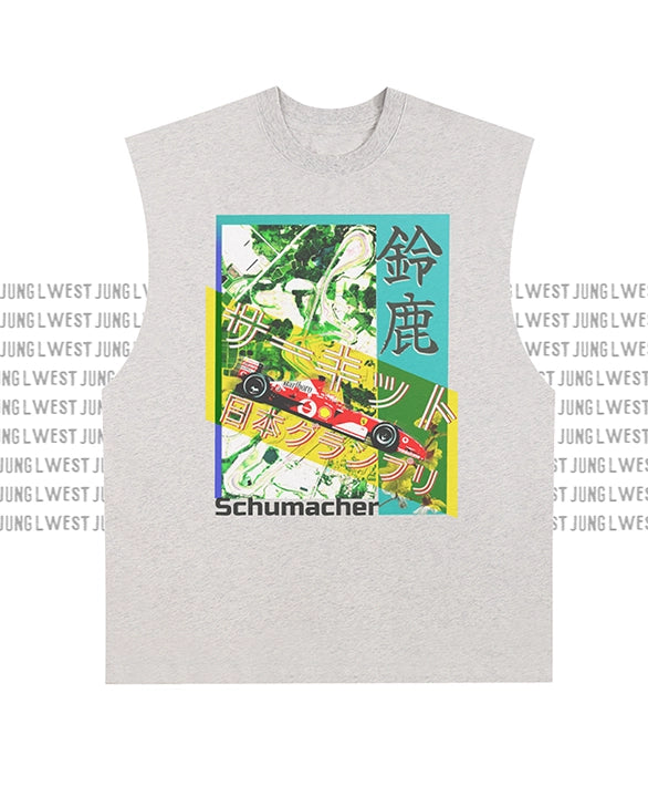 JAPAN GRAND PRIX | Raw Edge Cotton Tank Top