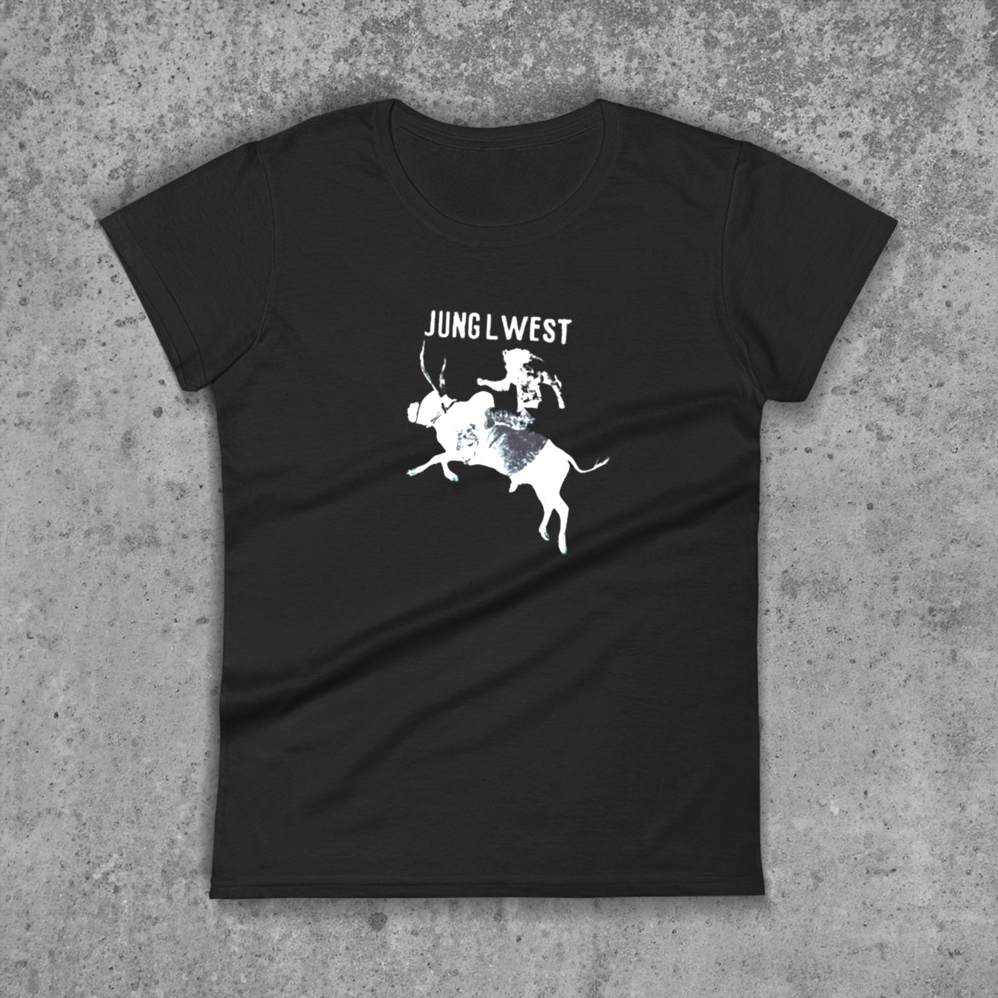 JLW 1.4 | Bull Rider | Ladies Fashion Fit Cotton T-Shirt / Black - JUNG L WEST