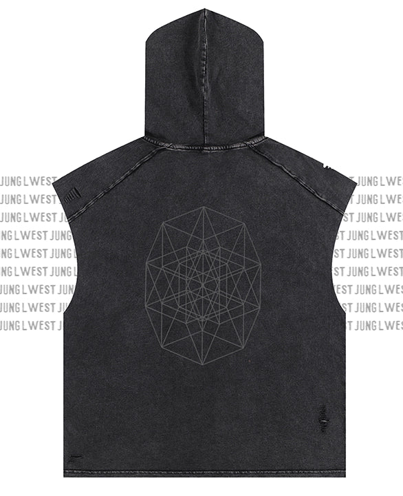 PENTACT | Occult Streetwear | Snow Washed Boxy Hooded Tank Top Unisex