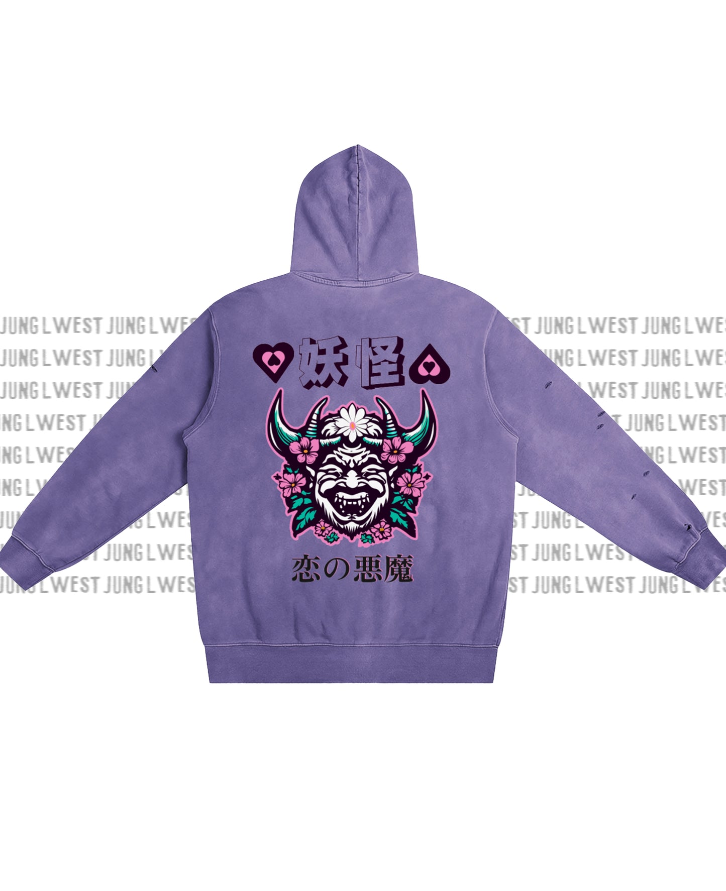 YOKAI DEMON OF LOVE | Heavyweight Pure Cotton Hand-Frayed Monkey Washed Hoodie
