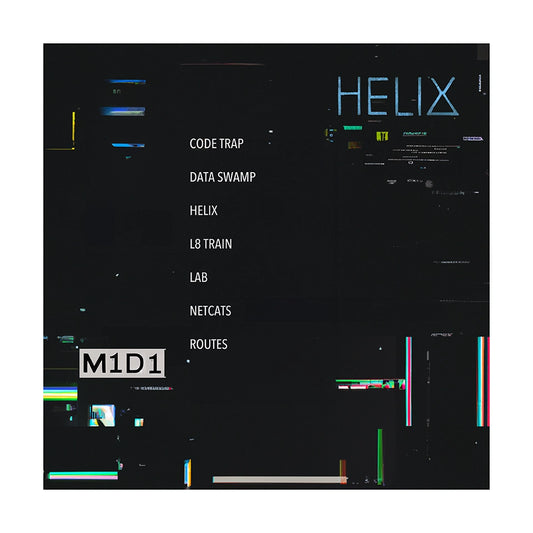 Album cover with 'HELIX' and 'M1D1' text on a black background