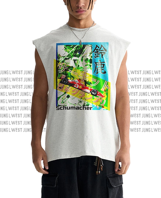JAPAN GRAND PRIX | Raw Edge Cotton Tank Top