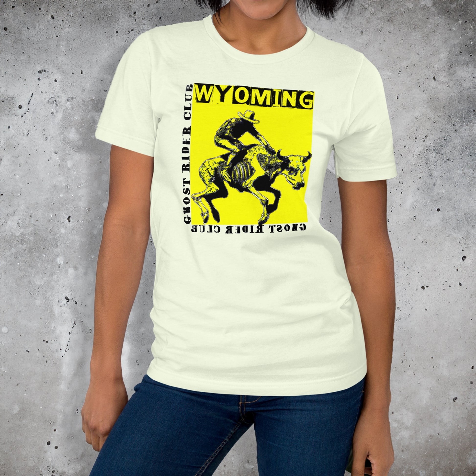 WYOMING GHOST RIDER CLUB COTTON T-SHIRT UNISEX HANGER FRONT