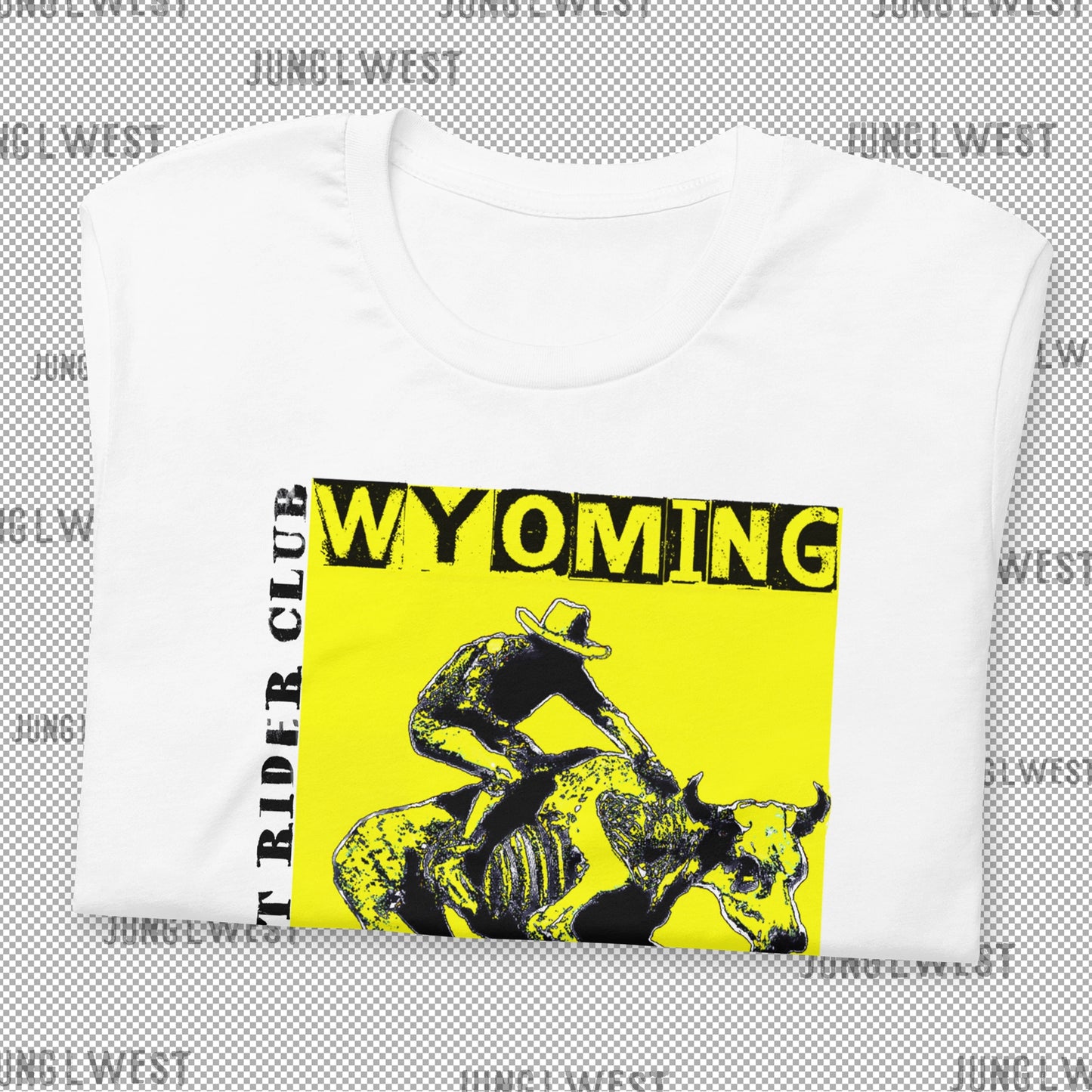 WYOMING GHOST RIDER CLUB | Unisex Cotton Tee / Citron, White - JUNG L WEST