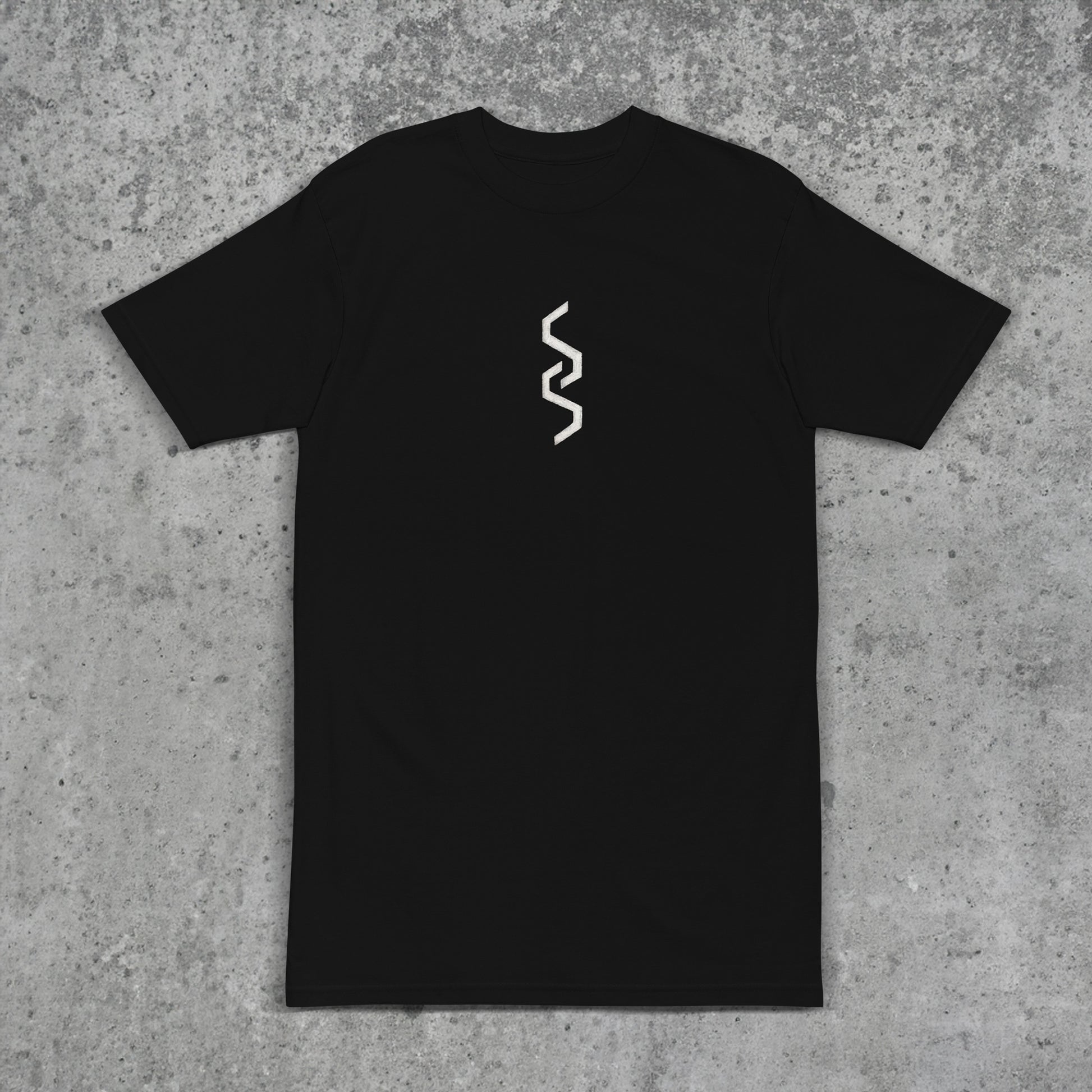 JLW 1.30 | EL.FUGUE SYNTH CROSS | Men’s Heavyweight Tee | Black - JUNG L WEST