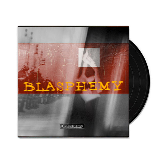 Vinyl record with 'Blasphemy' cover featuring artistic design and 'ettyylean' label.